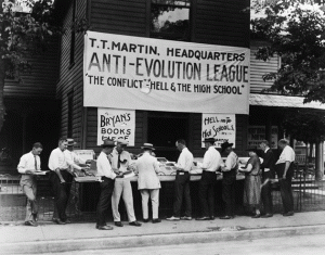 Stand einer „Anti-Evolutions-Liga“ in den Südstaaten der USA, 1925